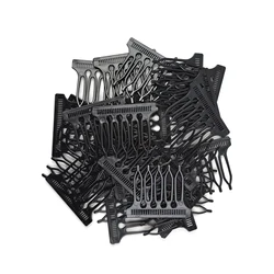 10 Pcs Black Wig Combs Hair Clips 5-teeth Plastic Comb Clips for Lace Wigs Cap Making Wigs Accessories Styling Tool