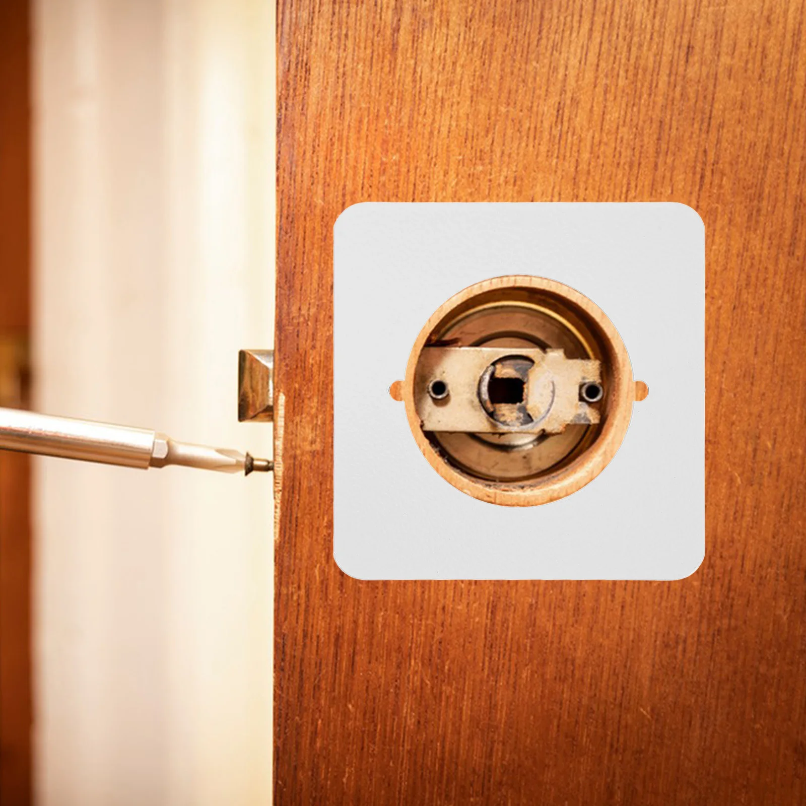 

Lock Repair Plate Stainless Steel 5.5Cm Inner Diameter No Drill For Door Handle Fixing Universal Wood Metal Doors Deadbolt