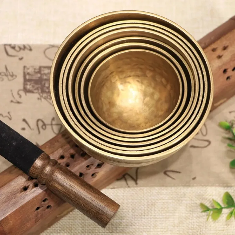 Copper Material Nepal Singing Bowl 7pcs Singing Bowl Set Meditation Music Instrument Buddhist Dedicated Decorative Accessories