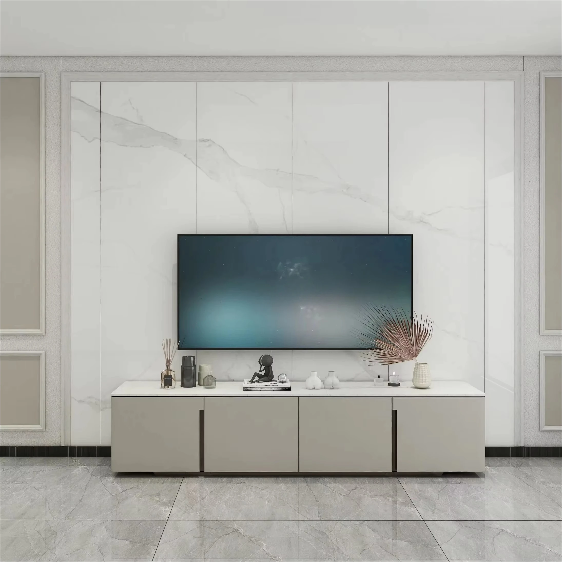 Panel Decorativo de Pared WPC de Diseño Europeo Minimalista, Textura de Mármol, Panel de Fondo para TV, Panel de Pared para Sala de Estar