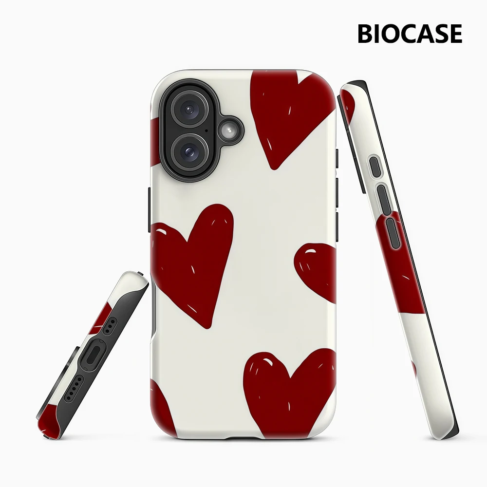 Rotes Herzmuster IPhone 17 Must-Haves Handyhülle für IPhone 17 16 15 14 13 12 Pro Max Plus Doppelschichtige Rückseite