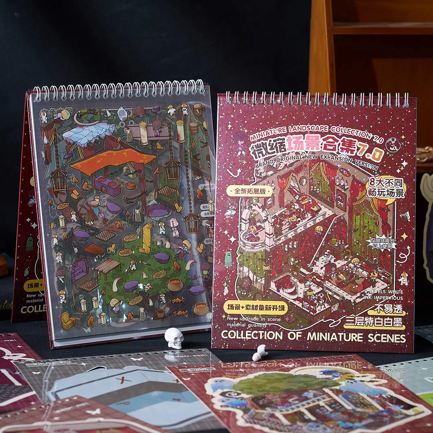 

6/8in1 Kawaii Cartoon 3D Miniature Scene Stickers Collection DIY Hand Stacking Scrapbooking Game Stickers Festival Gifts