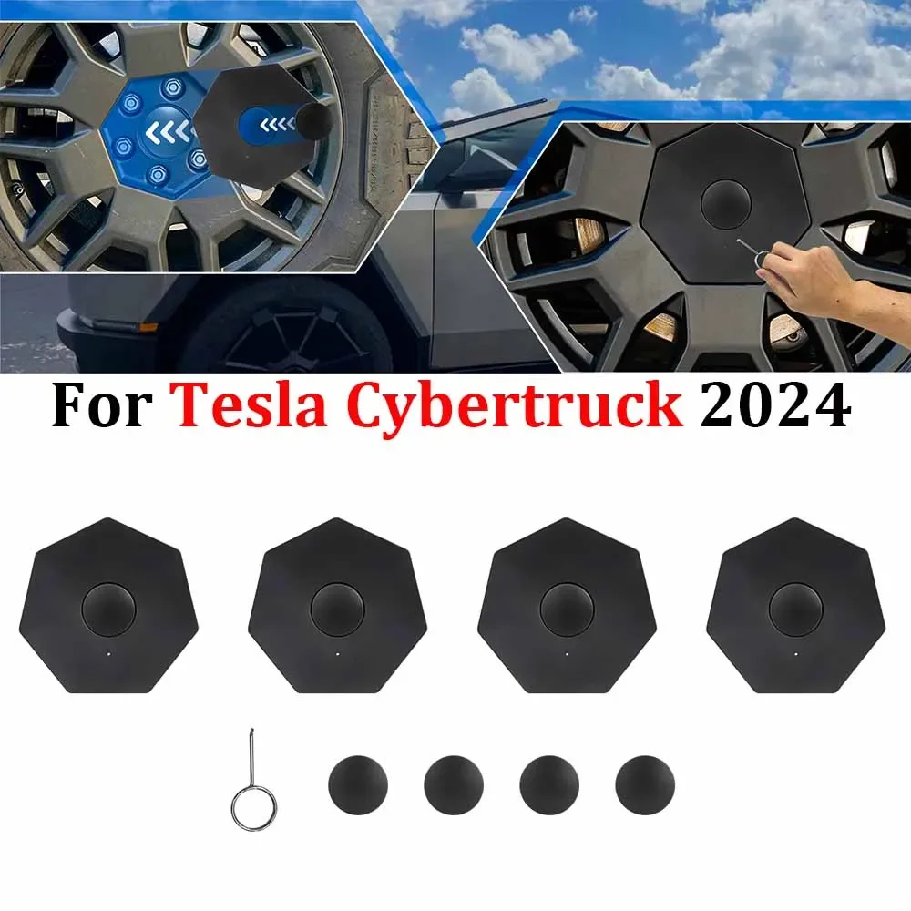 

4PCS For Tesla Cybertruck 2024 Wheel Hub Caps Center Ring Wheel Cap Performance Replacement Wheel Full Rim Cover Parts