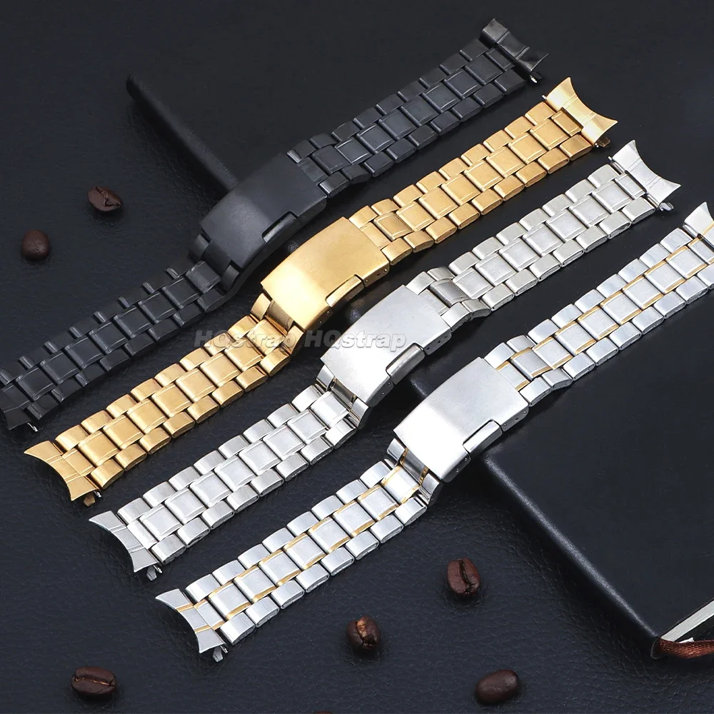 20mm 22mm Universal Stainless Steel Strap for Seiko Wristband Curved End Metal Watch Band for Rolex Men Women Replace Bracelet