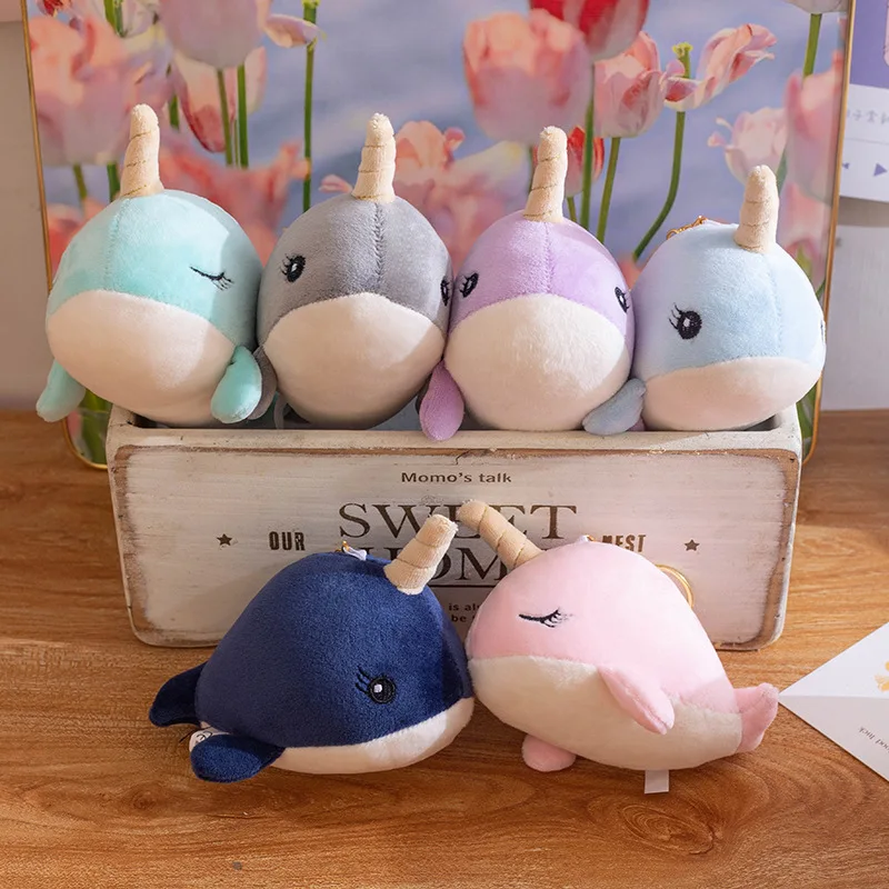 New Narwhal Plush Pendant Toys Soft Cartoon Sea Fish Stuffed Doll Backpack Keychain Bag Pendant Birthday Gifts