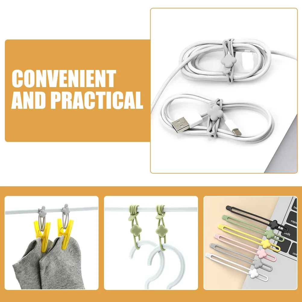 12Pcs Cable Organizer Silicone Wire Ties Fastening Straps for Desk Office Cord Management Cable Holding Silicone Zip Ties