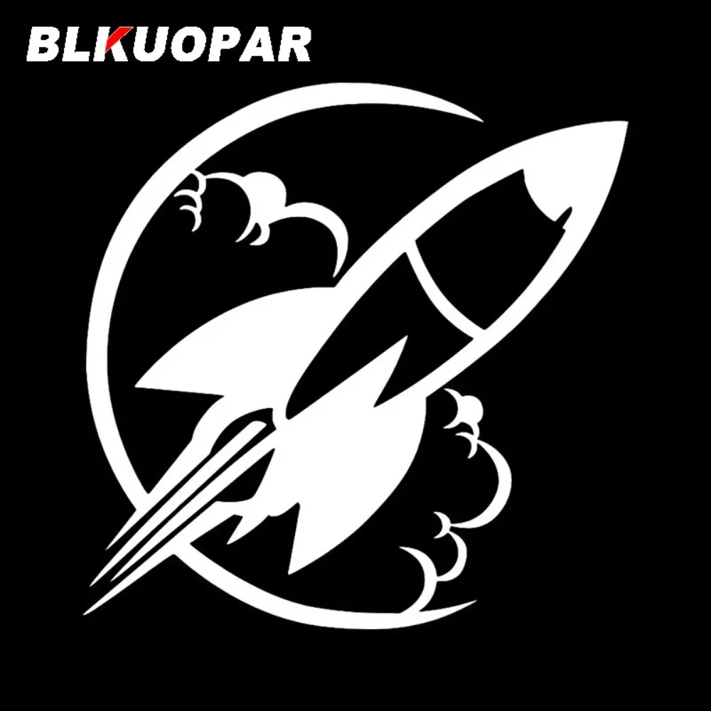 1pc 2D Flat Black & White Rocket Silhouette Sticker | Self-Adhesive Waterproof Vinyl Decor for Car Laptop