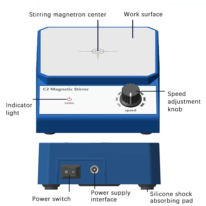 2500-Rpm Laboratory Small Mixer Chemical Paint Mixing And Dispersing Equipment C2 Magnetic Stirrer Carbon Brush Motor