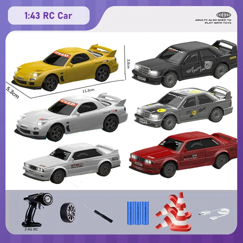 

RC Car 1:43 Mini 4WD Electric 3 Speed Variable Drift M3 RC Racing 2.4G Full Scale RC High Precision Old Car Model RC Toy Gift