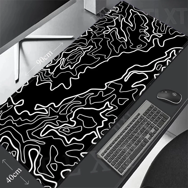 Topographic linky velký myš blok 100x50cm velký počítač mousepads herní podložka pod myš šedá klávesnice rohož hráč myš vycpávky psací stůl rohože