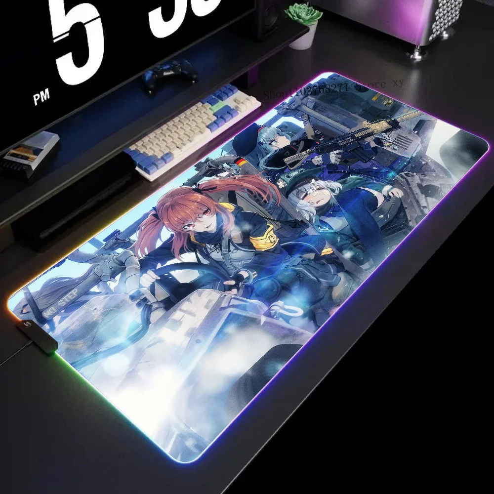 

Squad 404 In A Mission Girls Frontline Mousepad XXL RGB Gaming Mouse Pads HD Black Gamer Accessories Large LED