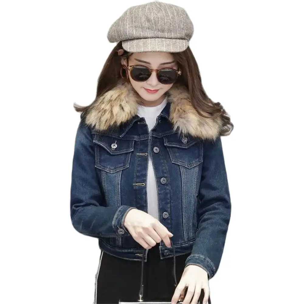 2024 Winter Jeans Jackets Plus Velvet Warm Parka Outerwear Women Cashmere Cotton Coat Girl Fashion Denim Jacket Coat