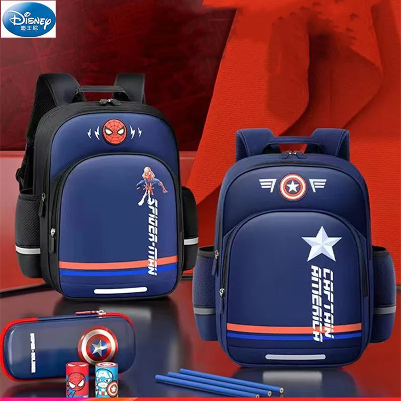 Disney Spider Man Boys School Bag Captain America Primary Student Shoulder Orthopedic Backpack Large Capacity Mochilas Escolares