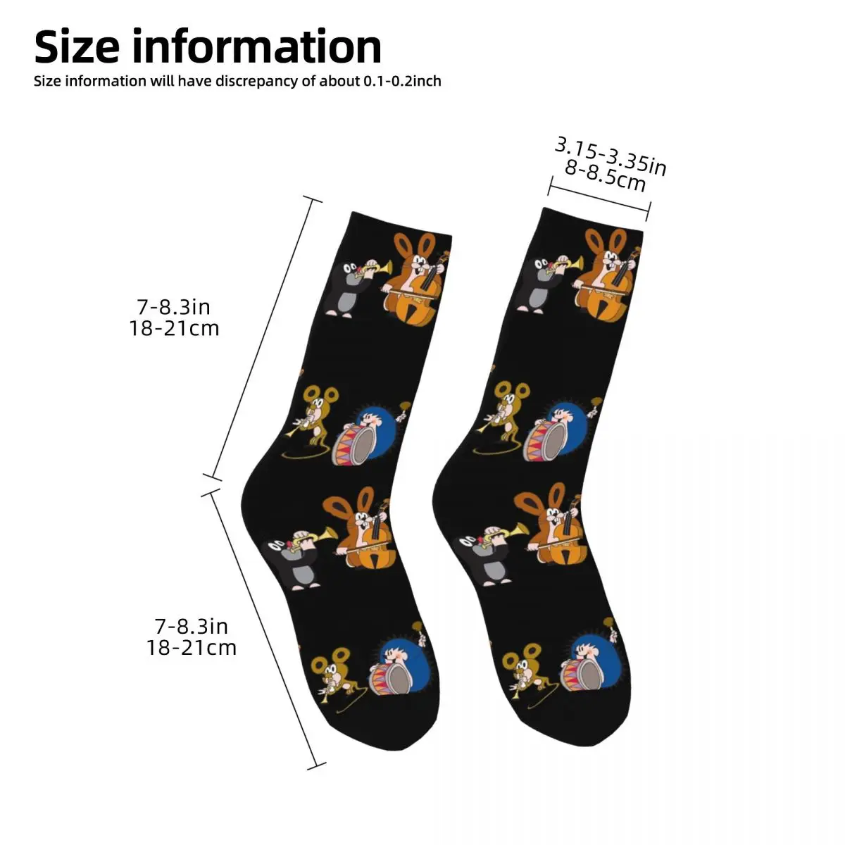 Krtek Little Maulwurf calzini Unisex, calzini felici con stampa 3D Hip Hop Street Style Crazy Sock