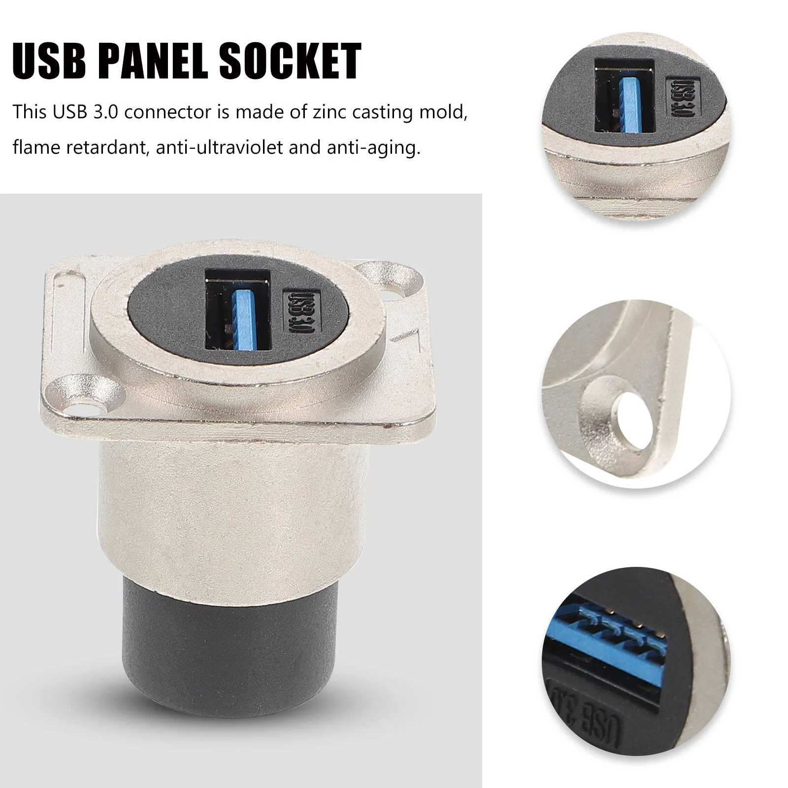 2 Pcs USB Panel Socket Pass Through Bulkhead Adapter Mount Coupler Waterproof Cable Outlet Flush Car 30 Connector