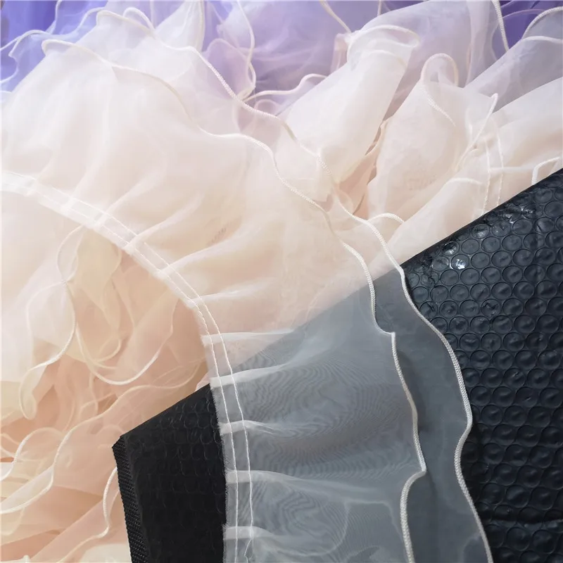 10 Yards/Packung. Hochwertige Spitze für Hochzeitskleider, doppellagiger Organza-Gürtel mit Wellenschliff, Spitzenzubehör RS24573 – Detail 24
