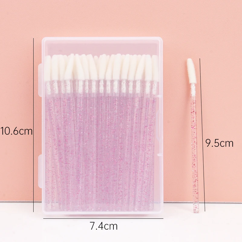 50 stks/doos Kristal Handvat Mascara Wands Lip Borstel Pluizende Glans Applicators Lippenstift Wegwerp Schoonheidssalon Makeup Tools