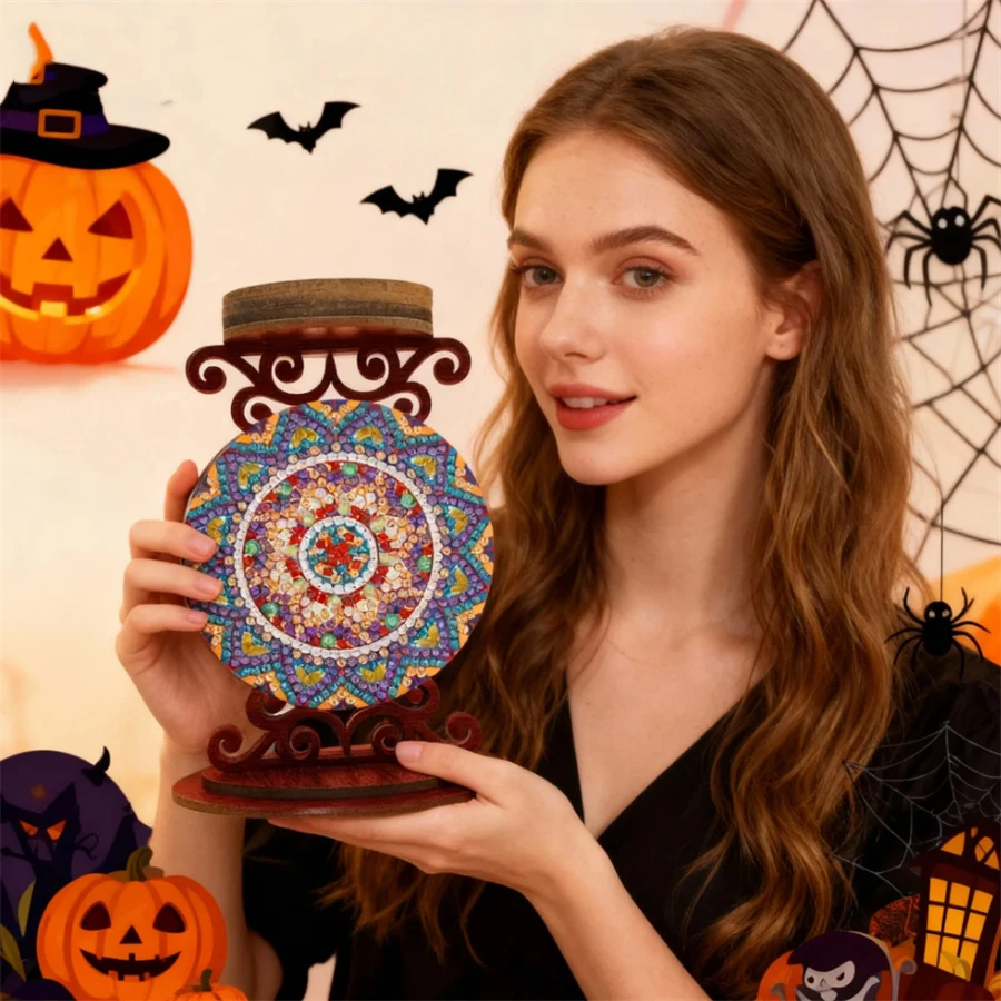 

Mandala Diamond Art Tabletop Decorations Acrylic Special Shape Christmas Desktop Diamond Art Kits Diamond Painting Desktop Decor