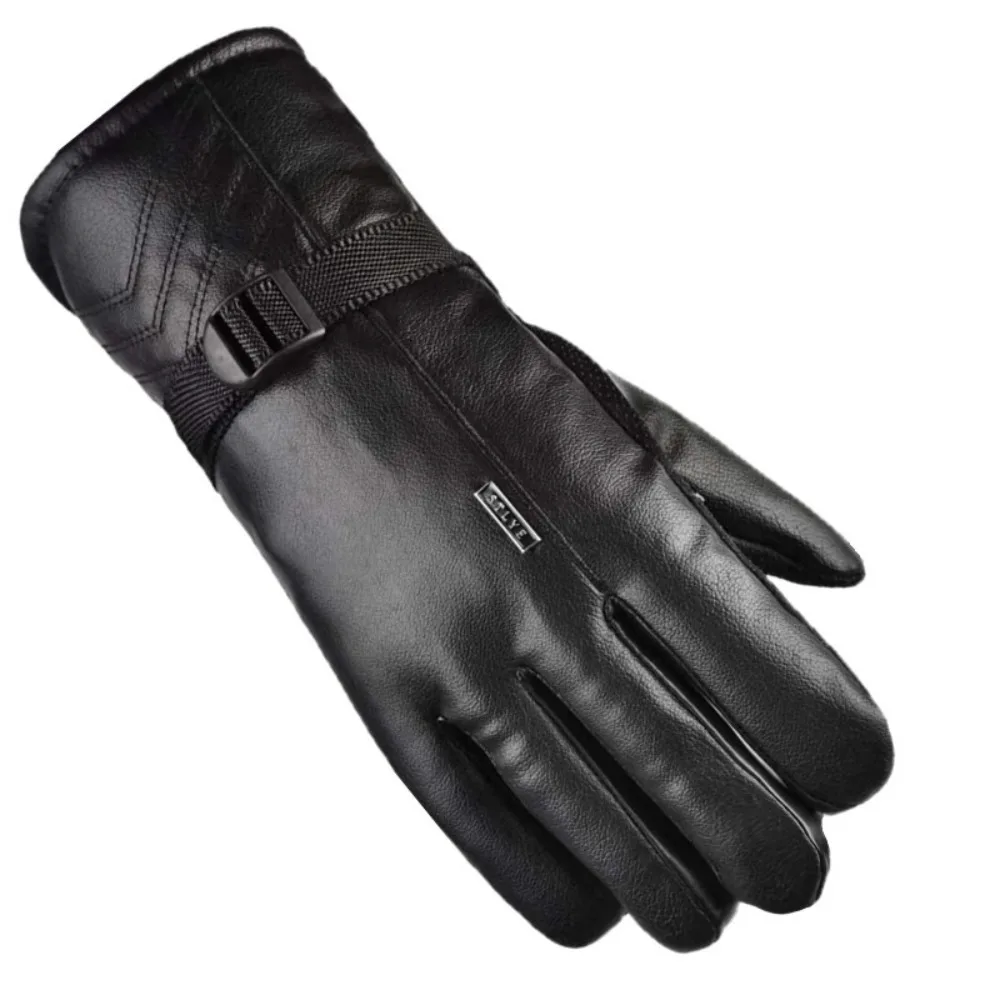

2024 Artificial Leather Winter Gloves Touchable Screen Warm Touch Screen Gloves Windproof Cold Proof Gloves Cycling Driving