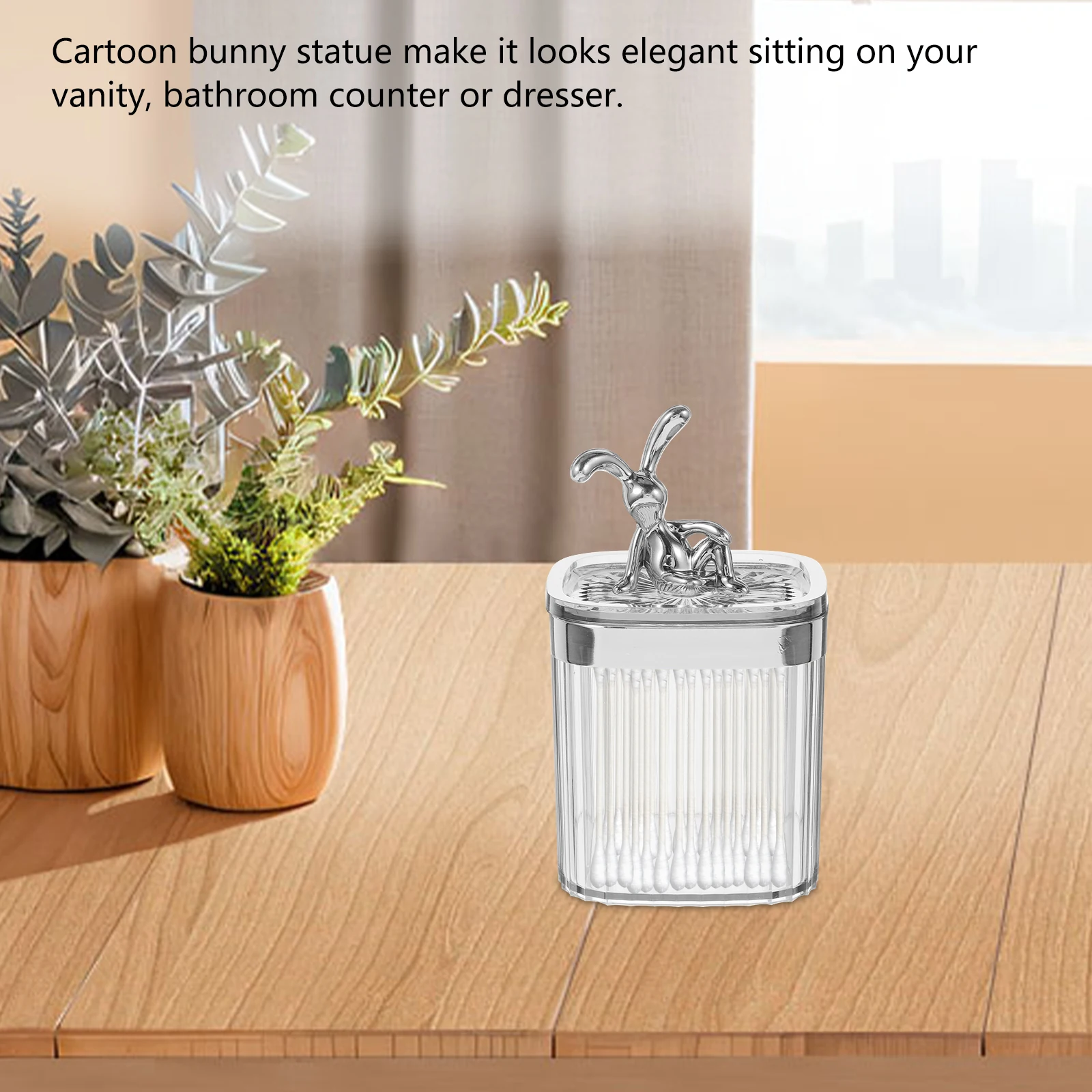

Adorable Makeup Organizer Clear Container for Cotton Swabs Cotton Storage