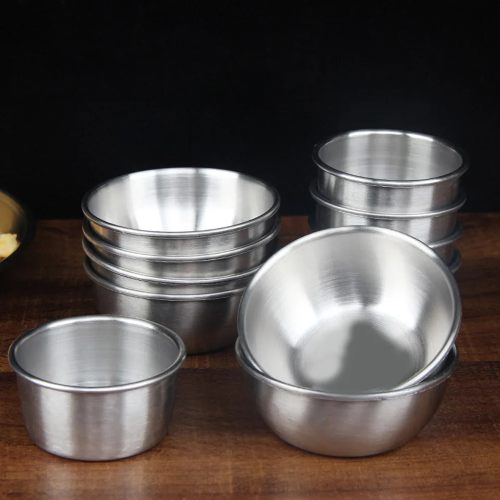 

6pcs Stainless Steel Sauce Cups Food Containers Deep Mixing Bowls Flavor Dishes Perfect for Dipping Home Restaurant Catering