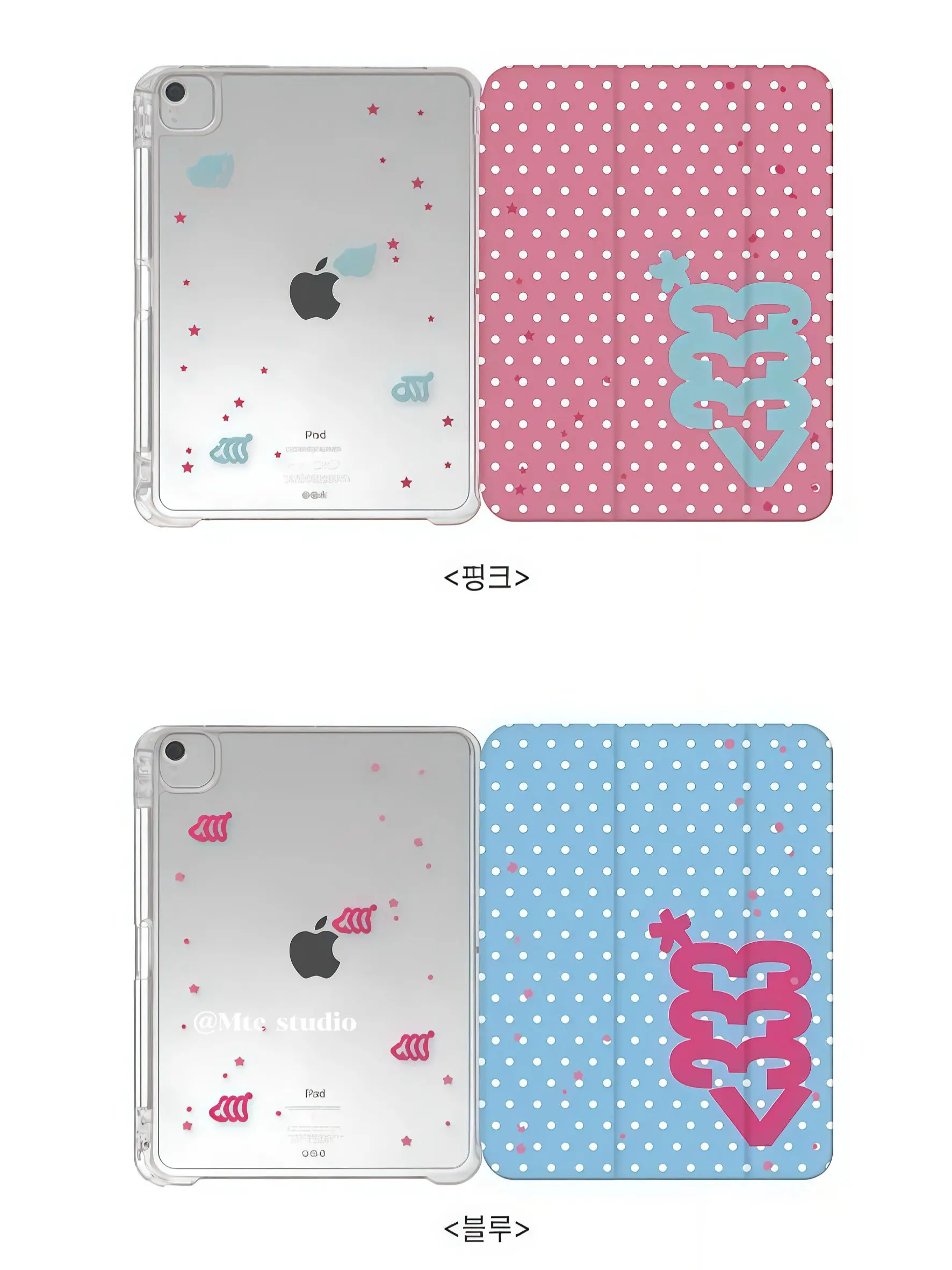 Blue Pink Polka Dot Y2K Girl Tablet Case For iPad Pro 11 13 M2 M4 M3 10.2 5/6th 7/8/9/10/11th Mini 6 7 Air 3 4 5 6 Stand Cover