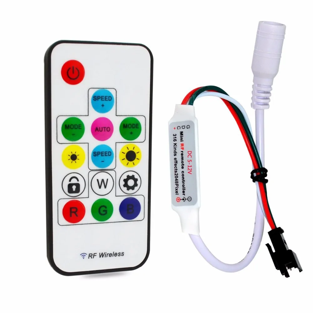 

SP103E RF Wireless Remote Pixel RGB LED Controller digital addressable led strip controller For WS2812 WS2811 SK6812 RGBW APA102