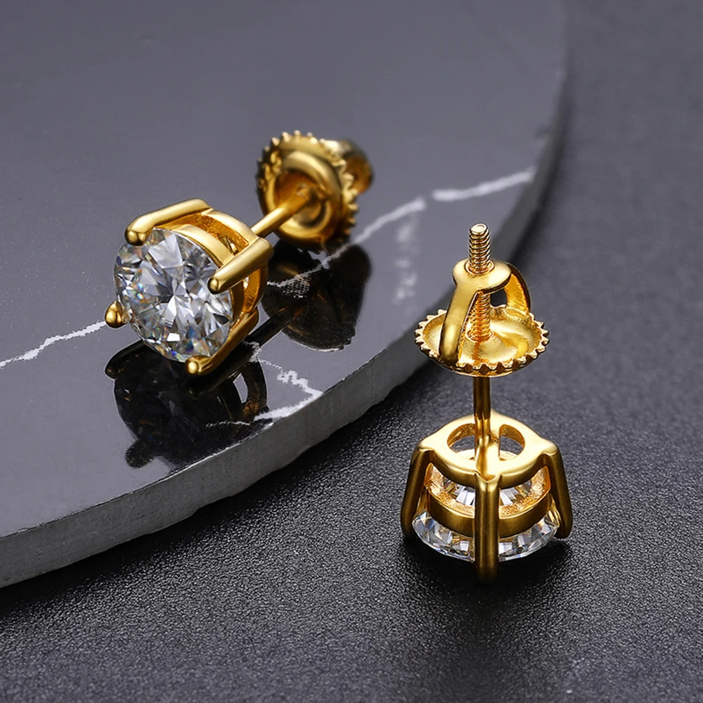 0.1-5ct Test Passed Moissanite Studs Earrings for Women Orginal 925 Sterling Silver Screw Back Earring Sparkling Wedding Jewelry