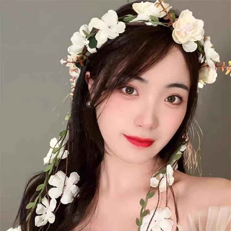 

Лесная фея с короной, повязка на голову, белый богемный цветочный венок из лозы для подружки невесты, съемка для беременных, Ренессанс, косплей, свадьба в стиле бохо