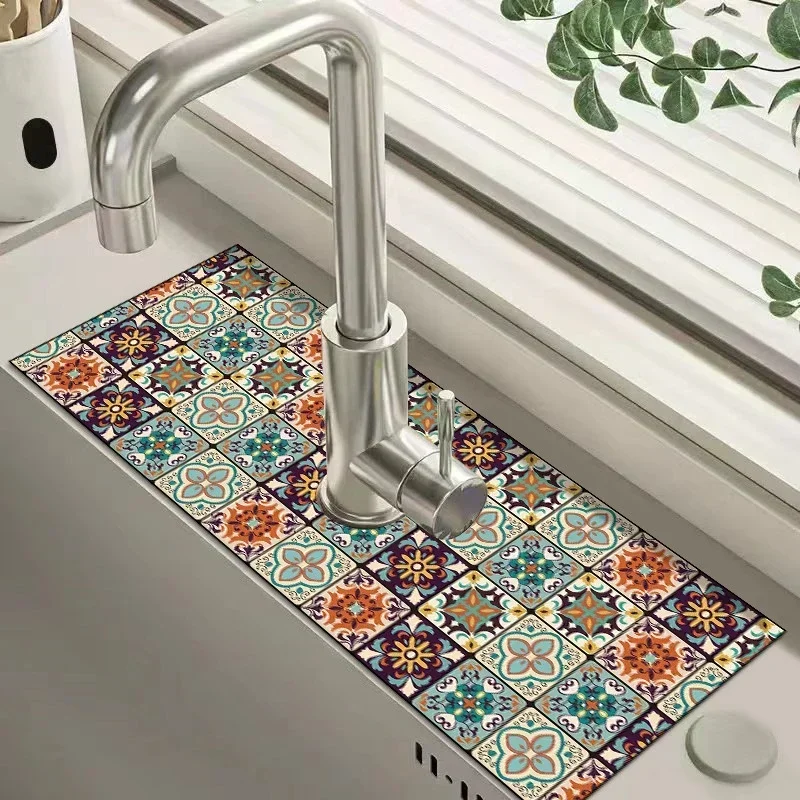 Diatom Mud Drain Mat Kitchen Faucet Absorbent Mat Can Be Wiped Clean Mildew-resistant Dry Mat Wash Sink Sink  Silicone