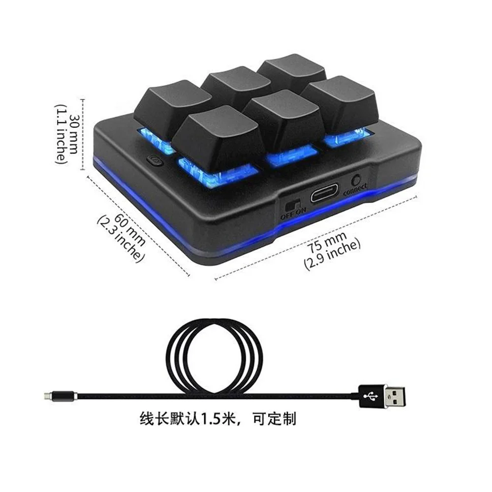 MK623PRO Mini Keyboard 6Keys 2.4G Wireless Bluetooth Keypad Customized Macro-definable Keyboard PC Gaming Office Accessories