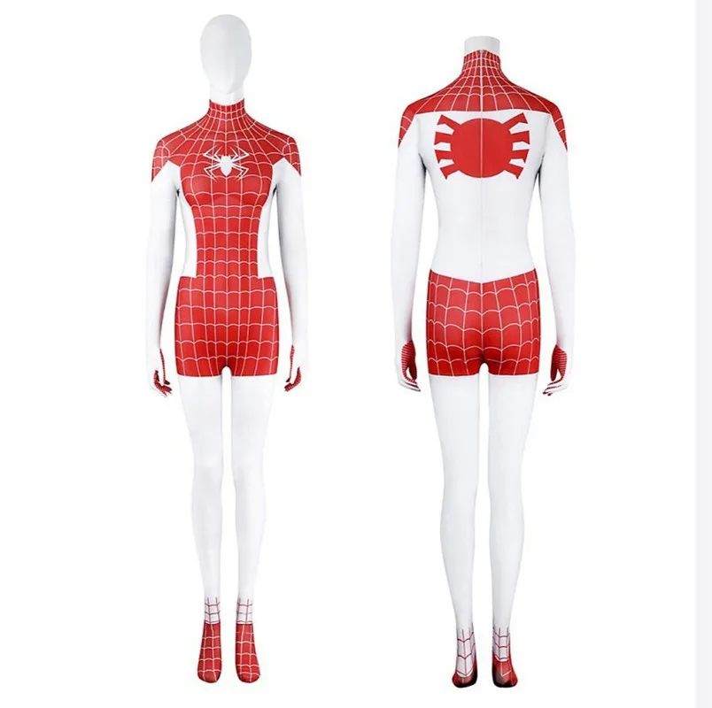 

Women Spider MJ Cosplay Full-Body Suit with 3D Web Print for Carnival Anime Superhero Halloween Party Costumes
