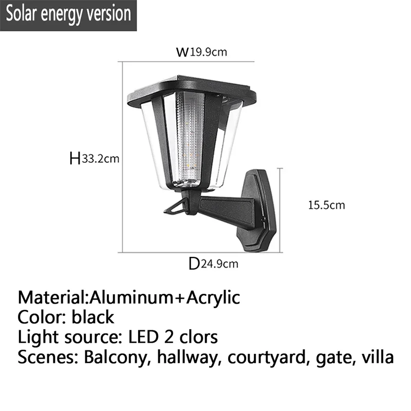 現代的なソーラー屋外ウォールランプ,シンプル,防水,クリエイティブ,バルコニー,廊下,パティオ,ヴィラ,ゲート,ホテル