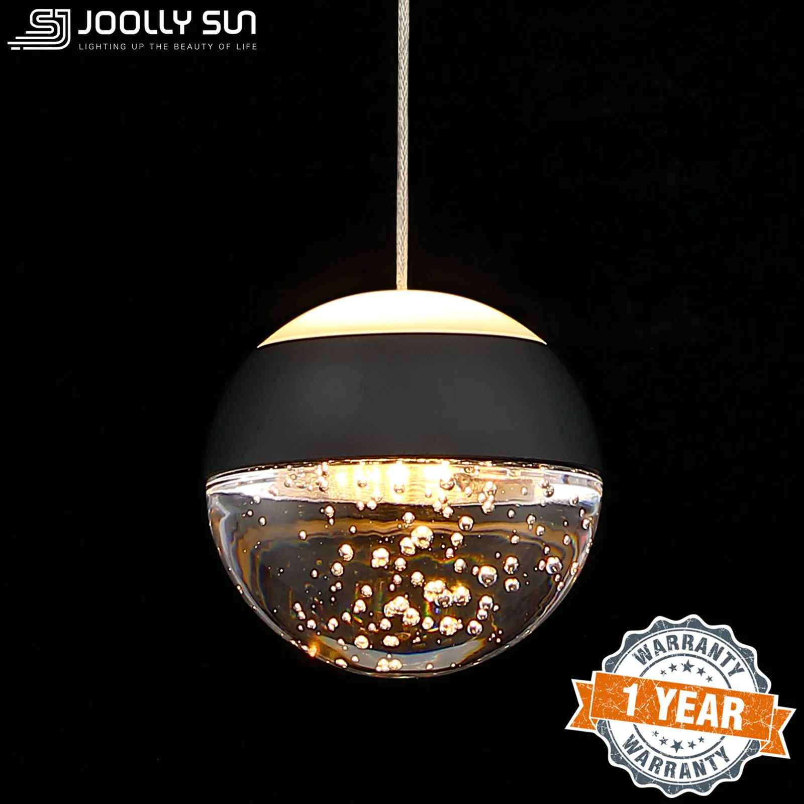 

Joollysun Mini Pendant Lighting For Kitchen Island Crystal Hanging Lamp Fixture With Bubble Globe Modern Ceiling Polished Chrome