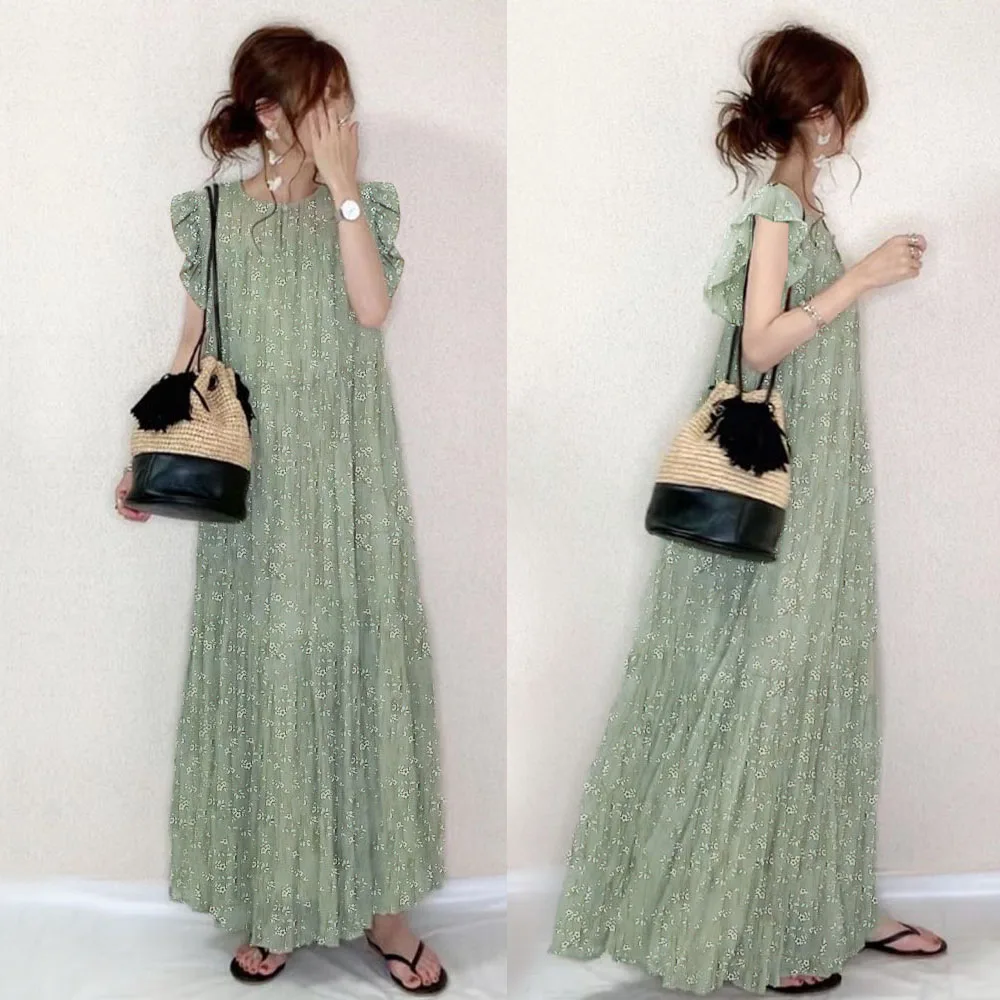 

Dress 2023 Summer New Women's Chic Lace-up Japanese Dress Female Loose Japan Elegant Mesh A-line Victorian Retro Long Slim New