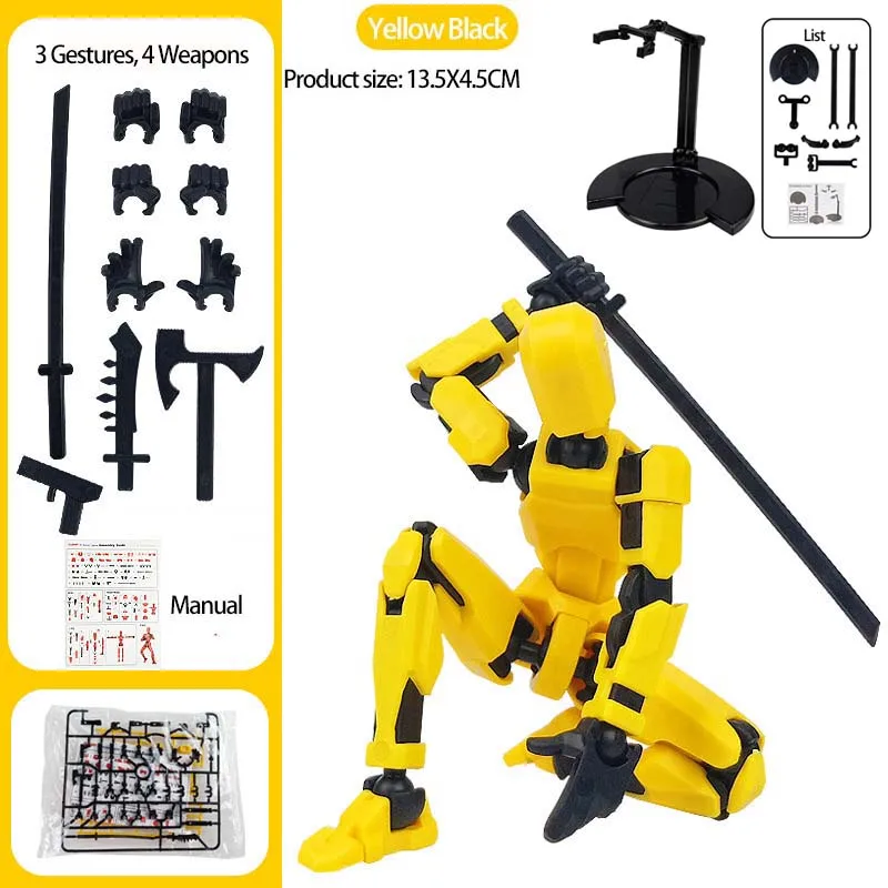 Figura de Acción Multiarticulada para Niños con Soporte, Muñeco Articulado, Robot Transformable para Ensamblar, Adornos 3D