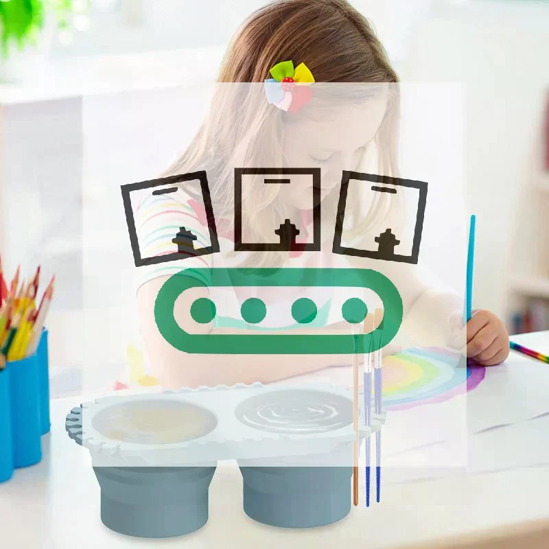 Portable Pen Washing Bucket Foldable Art Silicone Water Bucket Water Powder Pigment Bucket Color Mixing Painting Brush Washer