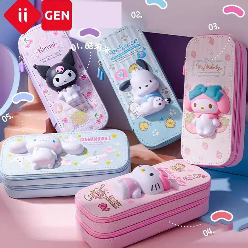 2023 Sanrio scatola di cancelleria 3d Mymelody Kuromi Cinnamoroll Pochacco Squishy antistress astuccio per bambini regalo scolastico