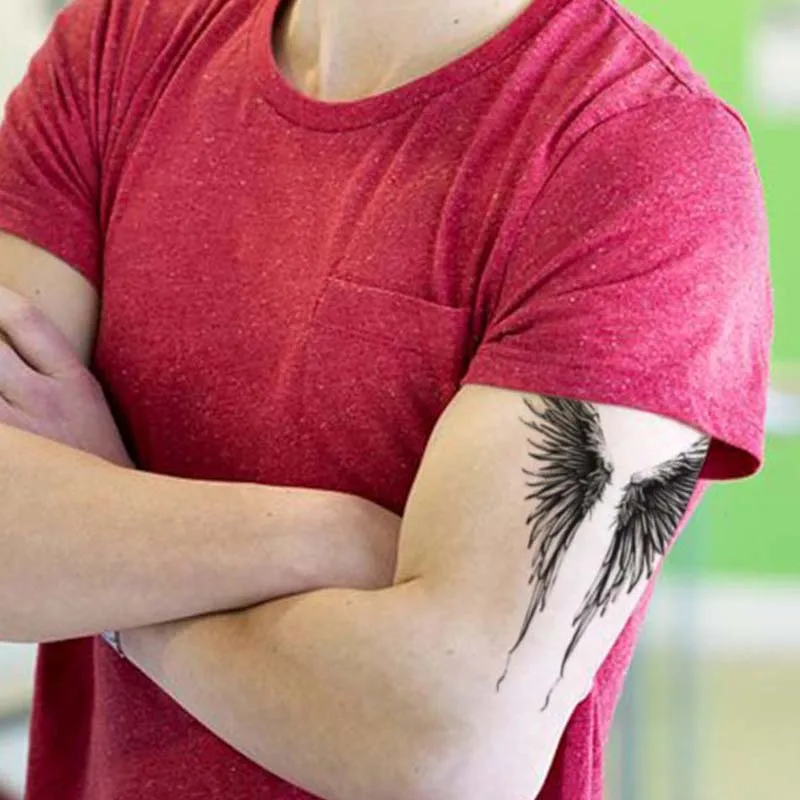 Long-lasting Waterproof Temporary Tattoo Stickers with Simulated Non-Reflective Wing Patterns for Men and Women Arm Fake Tattoos