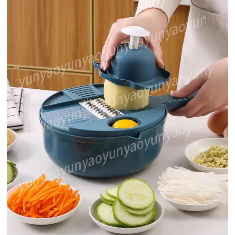 Multifunctional Vegetable Slicer Shredder Interchangeable Blades Potato Carrot Grater Kitchen Chopping Peeling Prep Gadget