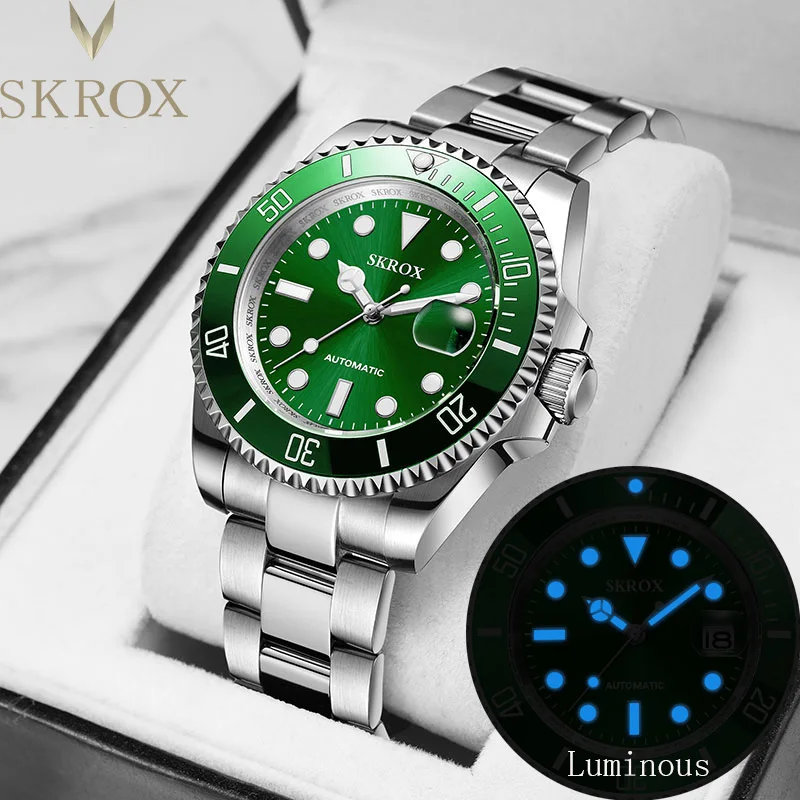 High Quality Luxury Replica Green Dial Submariner Luminous Sapphire Stainless Steel Strip Automatic Movement Men's Wrist Watches