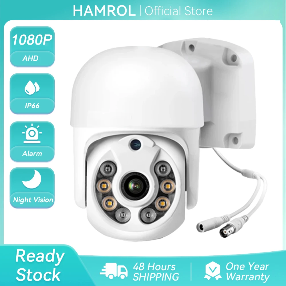 Hamrol HD 1080P 2K AHD Mini Speed Dome Surveillance Camera 3.6MM Lens 30M IR Nightvision IP66 Waterproof Outdoor CCTV Camera