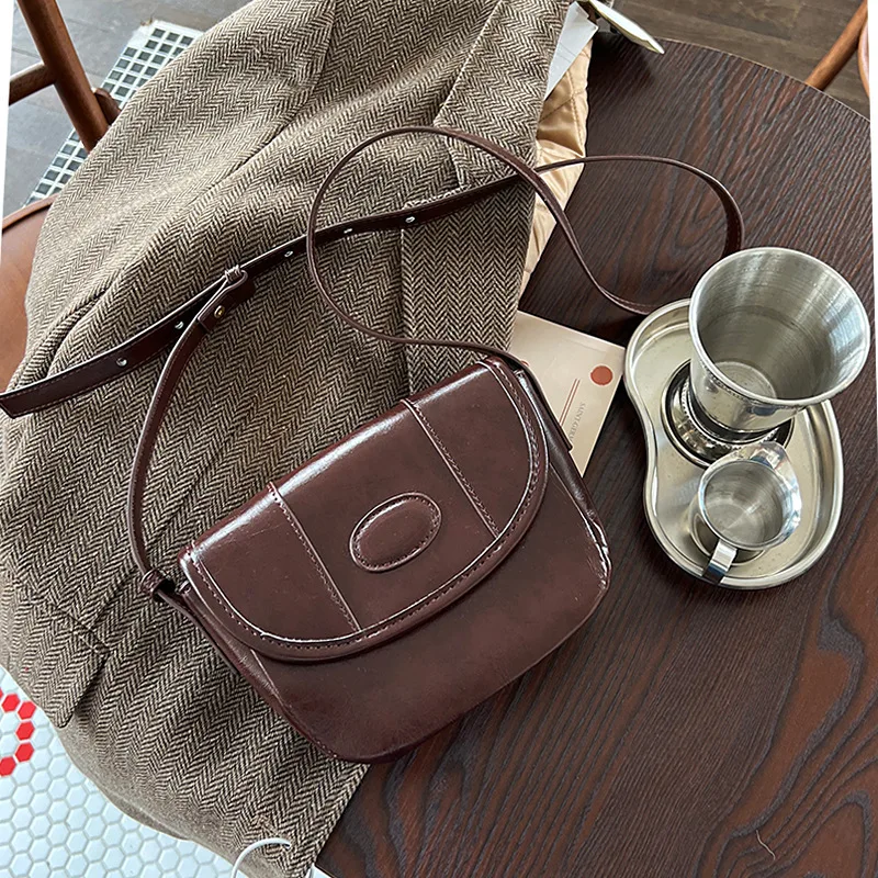 

Small Pu Leather Design Crossbody Bags for Women 2025 New Fashion Y2k Shoulder Bag Female Retro Korean Handbag Mini Phone Purses