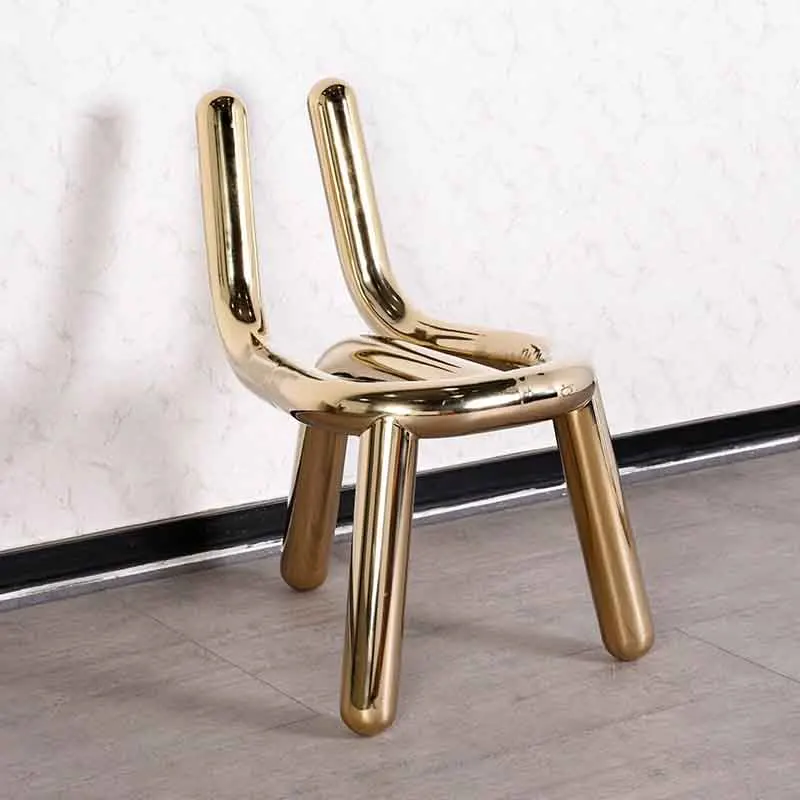 Nordic Furniture Luxury Stainless Steel Chairs Metal Curved Irregular Chair Creative Dining Chairs Art Stool Makeup Stool Seat