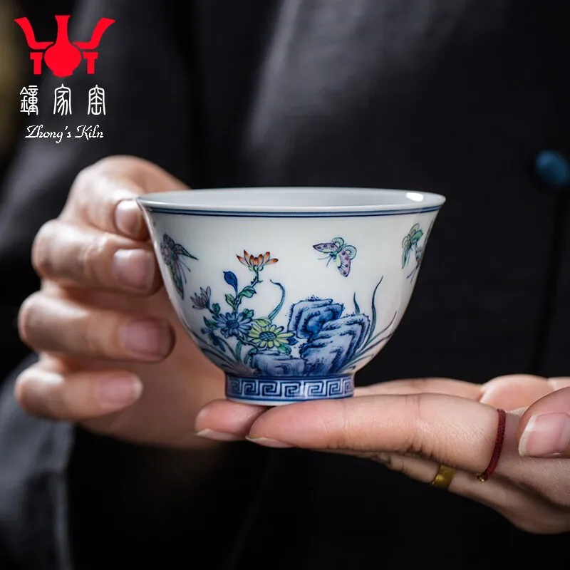 Zhongjia Kiln (Zhongg's Kiln) Zhongjia Kiln Master Cup Single Cup Jingdezhen Firewood Kiln Blue and White Color Classic Three Au