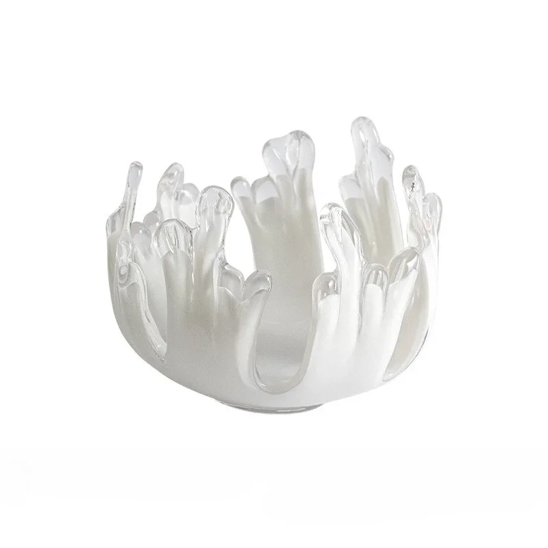 Glass Handicrafts Desktop Storage Container Irregular Water Droplet Waves Tray Candlestick Candle Holder Fruit Platter