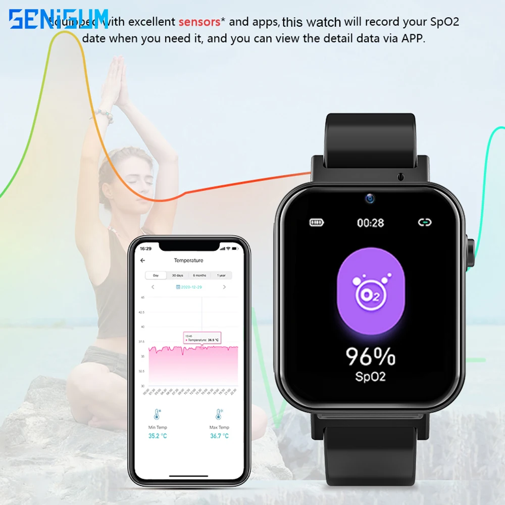 2022Fahsion 4G LTE Smart Watch Phone GPS 4GB 128GB Camera 5MP Face ID WIFI Smartwatch Men Android 9.1 IP68 Waterproof For Xiaomi