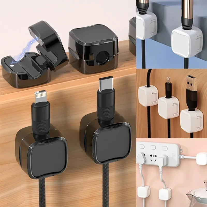 30/1PCS Magnetic Cable Clip Adjustable Charging Cable Cord Organizer Clips Home Office Desktop Self Adhesive Wire Storage Holder