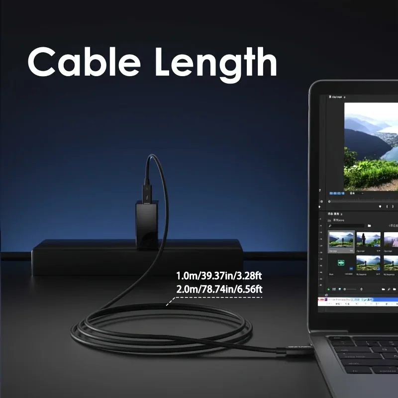 Thunderbolt 5 Cable 120Gbps 240W Braided Type C Fast Charging Cable Single 4K@540Hz Dual 8K@120Hz Data Transfer Cable For Laptop