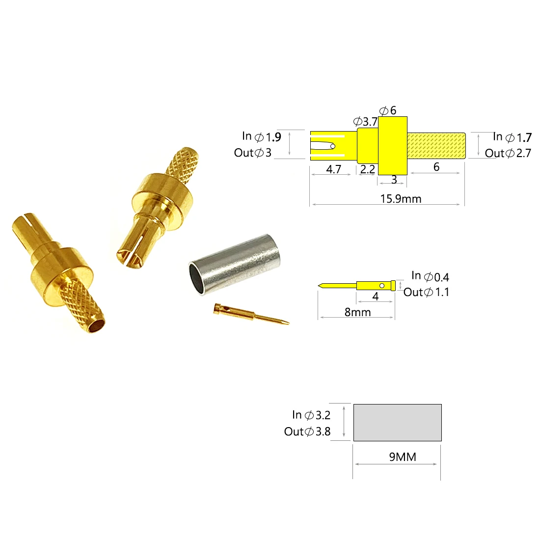 1 or 10pcs CRC9 TS9 Male Plug Straight Right Angle Crimp for RG174 RG316 LMR100 Cable RF Connector 3G USB MODEM